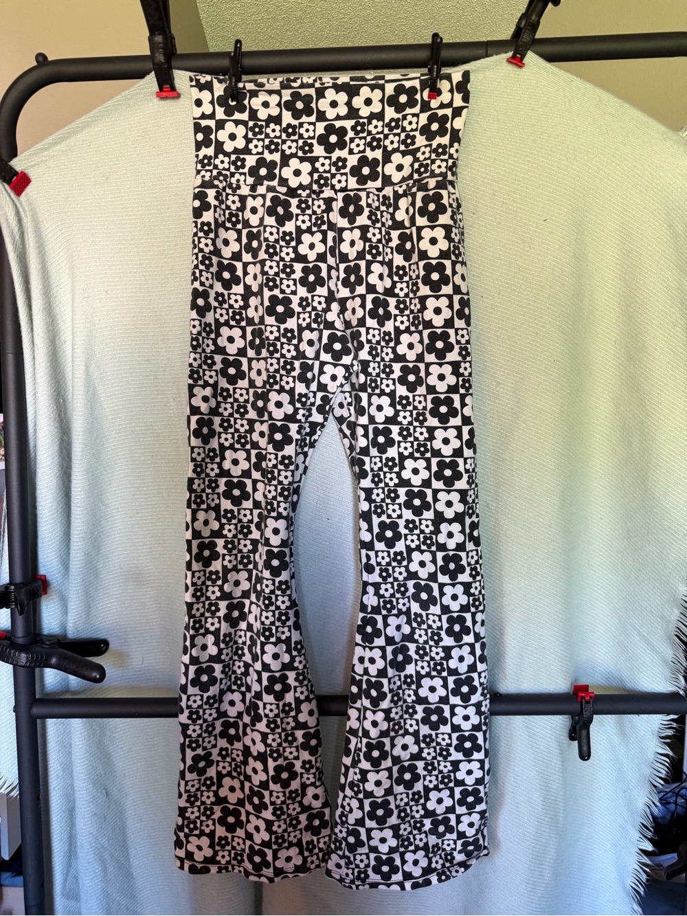 wild fable Black & White Floral Check Flare Pants